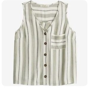 Rewind Linen V Neck Button Down Blouse